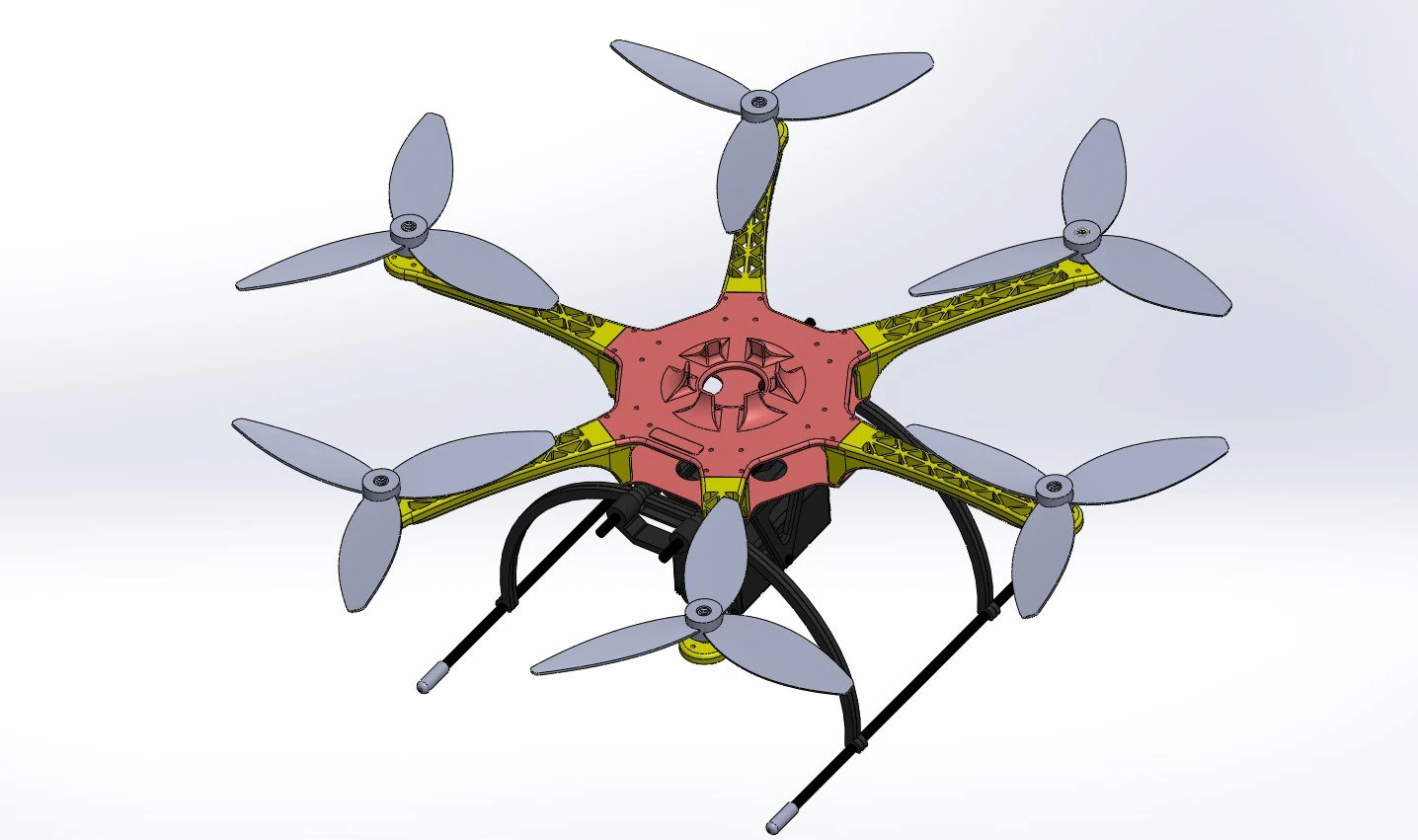 Industrial Drone-Hexacopter Drone 3D Print Model .c4d .max .obj .3ds .fbx .stl .blend 