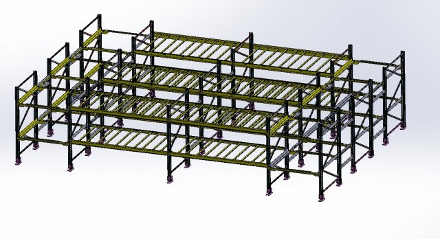 Four way Carton Shuttle Operated Storage Rack Modelo 3D .c4d .max .obj .3ds .fbx .stl .blend 