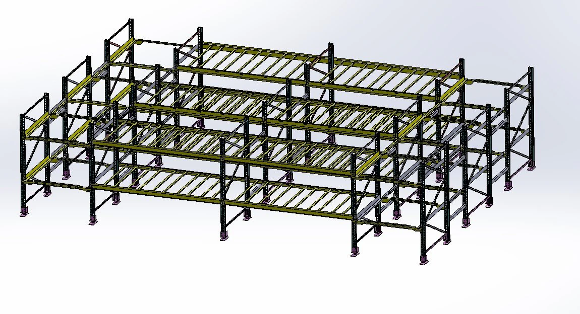 Four way Carton Shuttle Operated Storage Rack 3D Model .c4d .max .obj .3ds .fbx .stl .blend