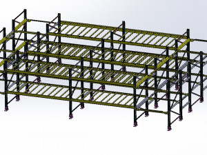 Four way Carton Shuttle Operated Storage Rack 3D Model