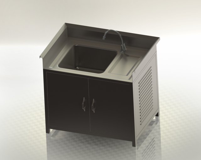 Work Table with Sink 3D Model .c4d .max .obj .3ds .fbx .stl .blend 