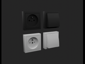 Two switches and two sockets Low-poly  3D Model
