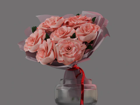 バラの花束 3Dモデル
