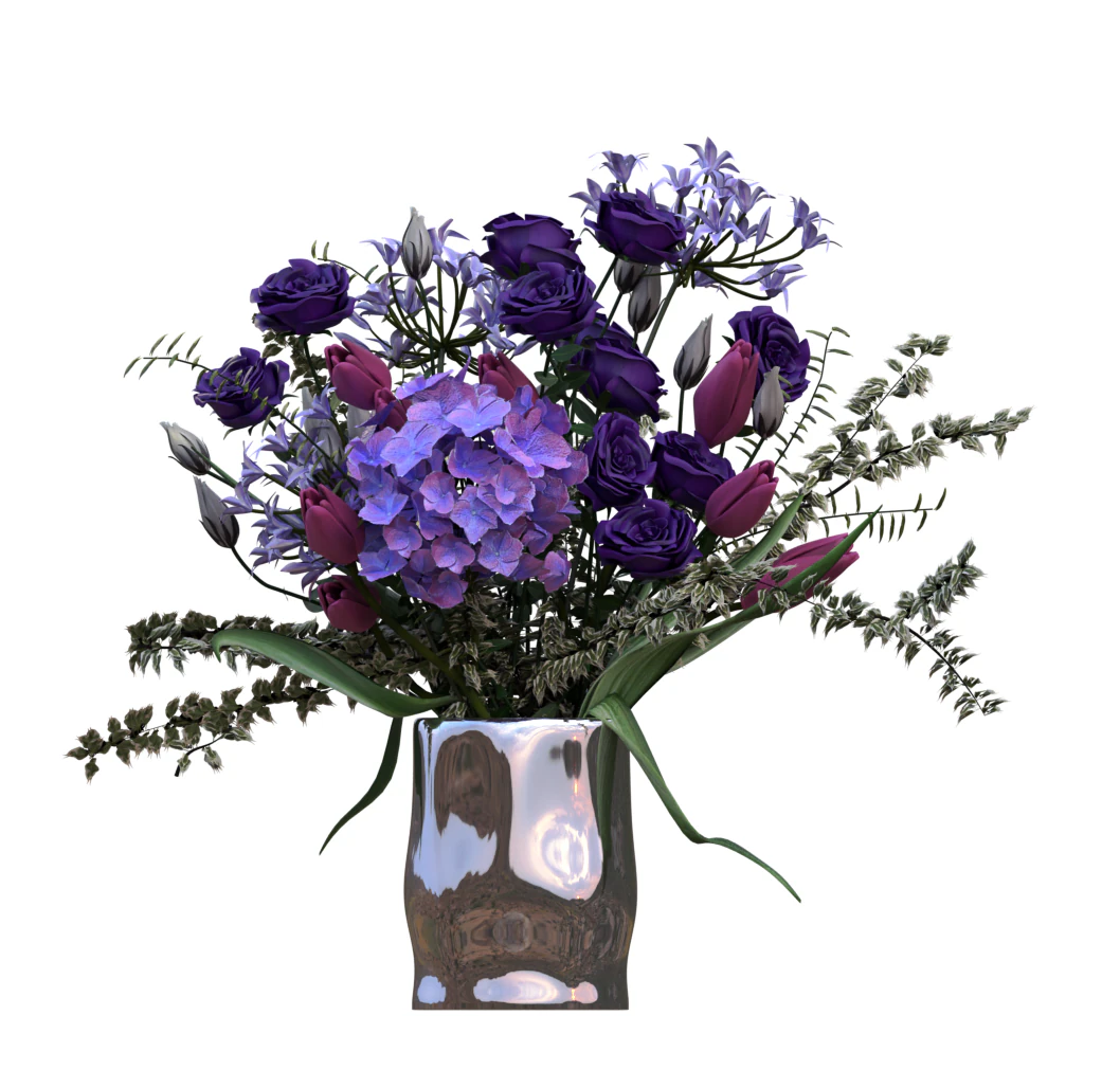 Purple Flower BOUQUET 3D Model .c4d .max .obj .3ds .fbx .stl .blend