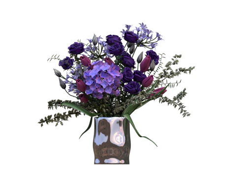 紫の花の花束 3Dモデル