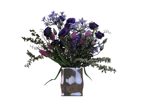Purple Flower BOUQUET 3D Model