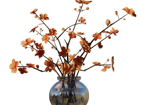 ORANGE BOUQUET in a Glass Vase 3Dモデル