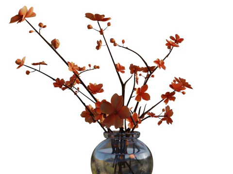 ORANGE BOUQUET in a Glass Vase 3D Model