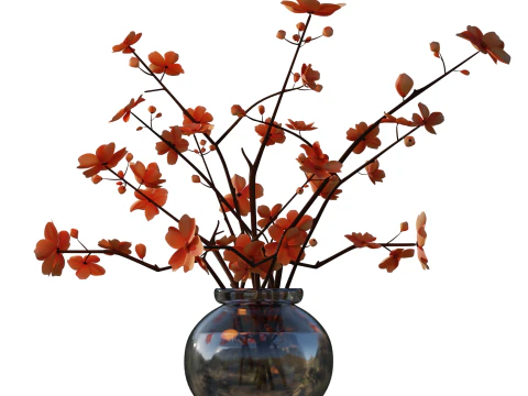 ORANGE BOUQUET in a Glass Vase 3D Model