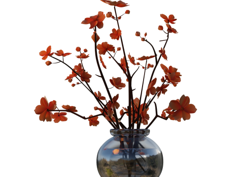 ORANGE BOUQUET in a Glass Vase Modèle 3D