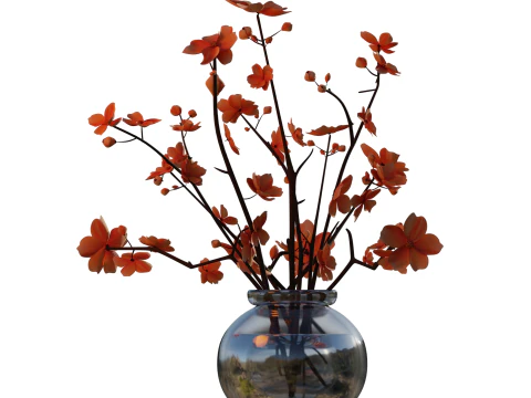 ORANGE BOUQUET in a Glass Vase 3D Model