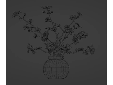 ORANGE BOUQUET in a Glass Vase 3D Model