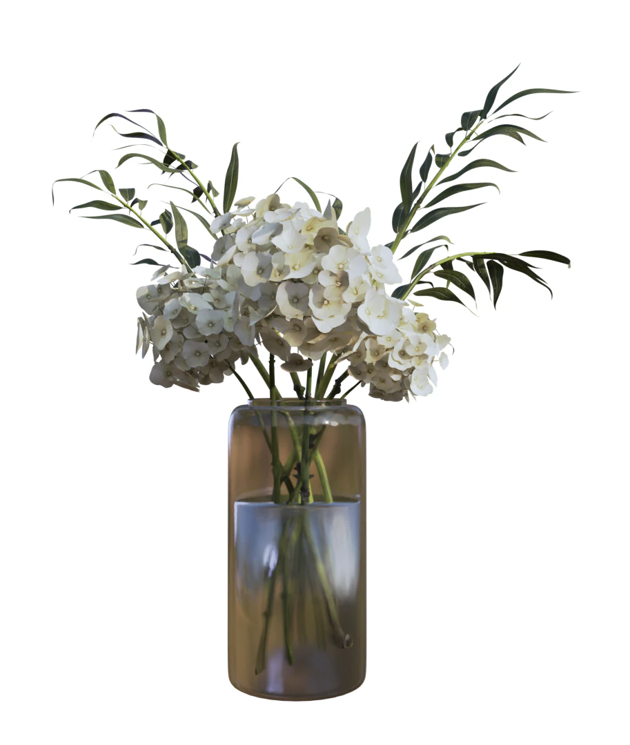 HYDRANGEA Bouquet with Eucalyptus 3D Model .c4d .max .obj .3ds .fbx .stl .blend 