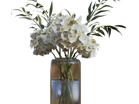 あじさいの花束とユーカリ 3Dモデル