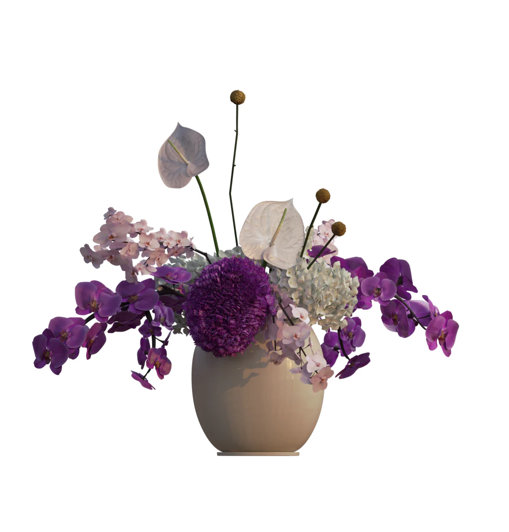 ORCHID Bouquet 3D Model .c4d .max .obj .3ds .fbx .stl .blend 