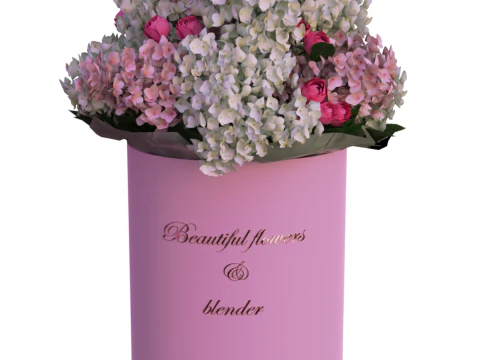 BOUQUET アライグマとアジサイ 3Dモデル