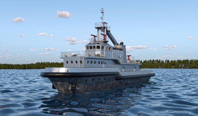 Tugboat and Firefighting Vessel 3D 模型 .c4d .max .obj .3ds .fbx .stl .blend 