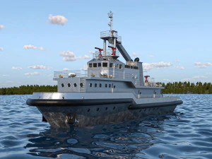 Tugboat and Firefighting Vessel 3D Model