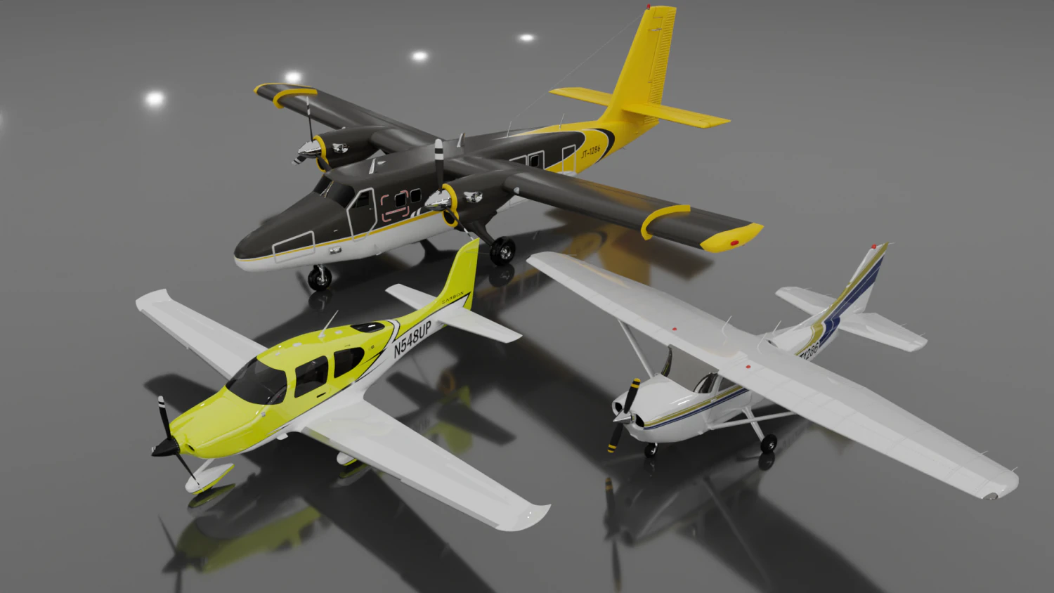 Light Aircraft Lifetime Pack 3D Model .c4d .max .obj .3ds .fbx .stl .blend 