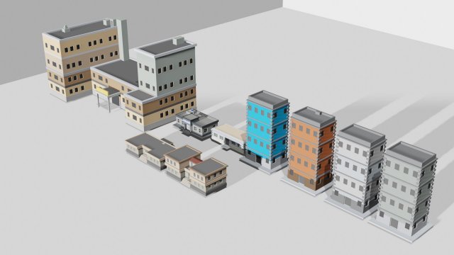 Assets building low poly Modelo 3D .c4d .max .obj .3ds .fbx .stl .blend 
