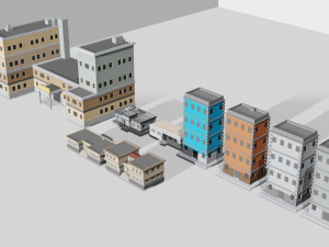 Assets building low poly Modelo 3D
