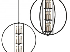 Samural 12 Light Chandelier Black 3D Model