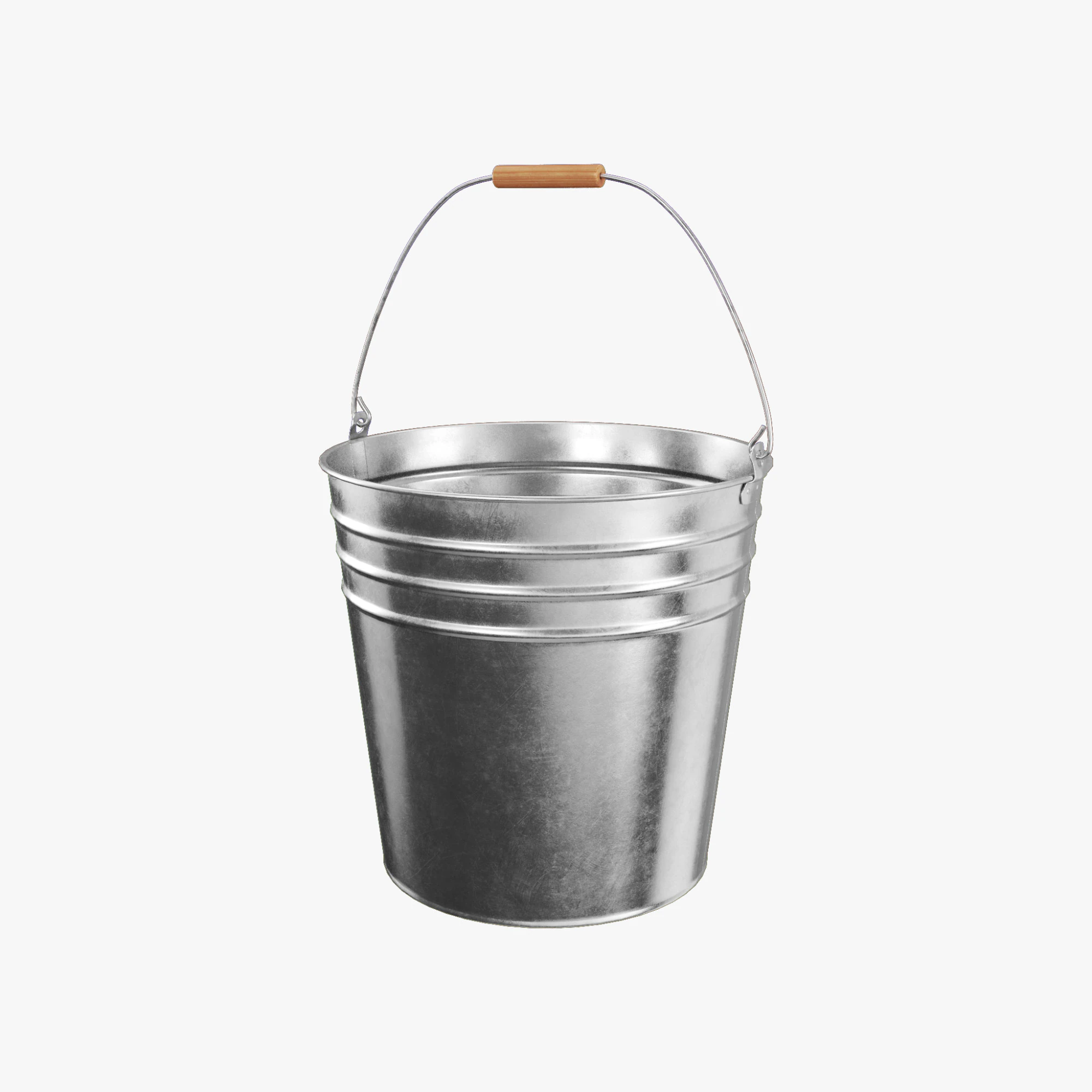 Galvanized Metal Bucket 3D Model .c4d .max .obj .3ds .fbx .stl .blend
