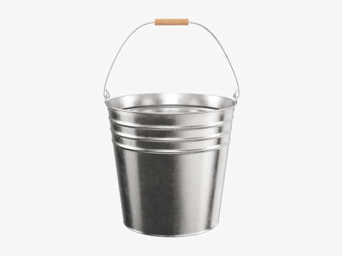 Galvanized Metal Bucket 3D Model