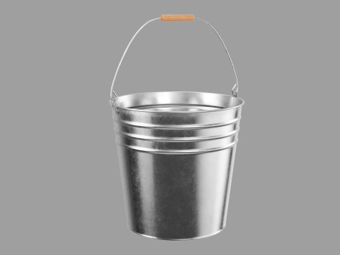 Galvanized Metal Bucket 3D Model