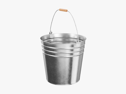 Galvanized Metal Bucket 3D Model