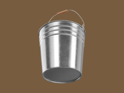 Galvanized Metal Bucket 3D Model