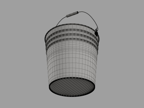 Galvanized Metal Bucket 3D Model