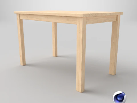 Realistic Wooden Table 3D Model