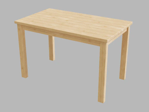 Realistic Wooden Table 3D Model