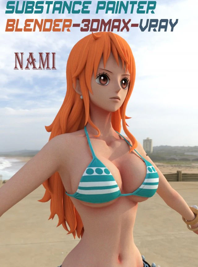 Nami - One Piece - Personagem 3D Modelo 3D .c4d .max .obj .3ds .fbx .stl .blend
