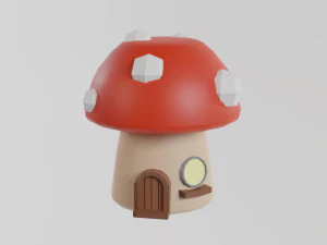 Casa dei funghi Low Poly Modello 3D