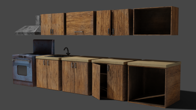 Kitchen furniture 3D Model .c4d .max .obj .3ds .fbx .stl .blend 