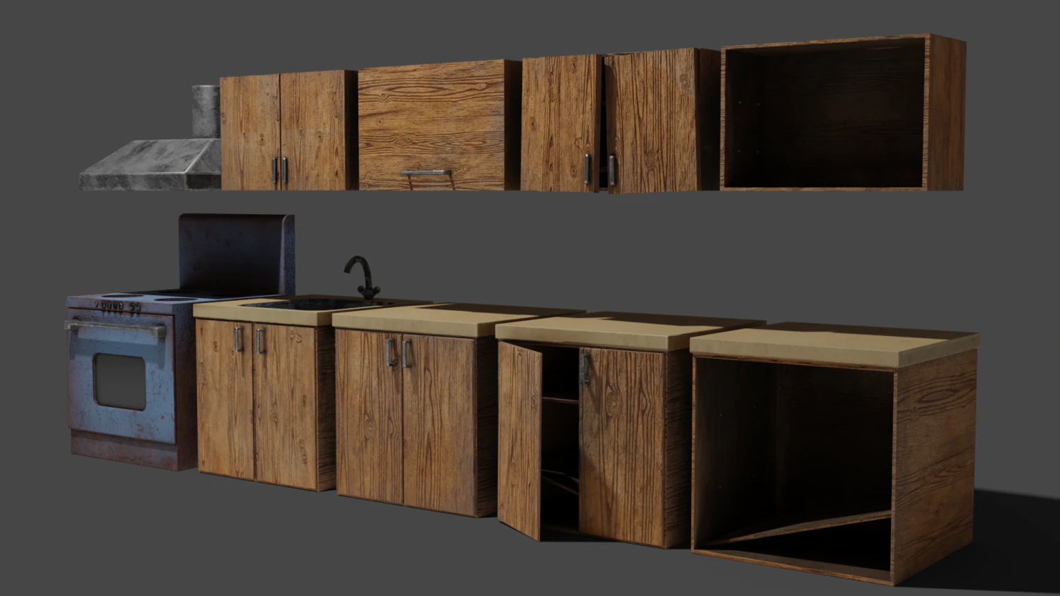 Kitchen furniture 3D Model .c4d .max .obj .3ds .fbx .stl .blend