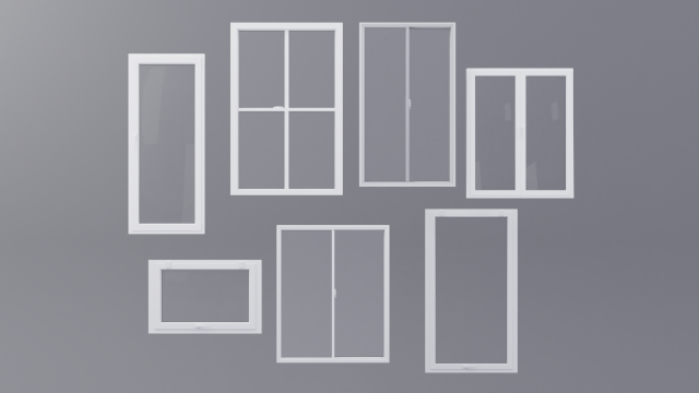 White pvc windows Low-poly 3D-Modell .c4d .max .obj .3ds .fbx .stl .blend 