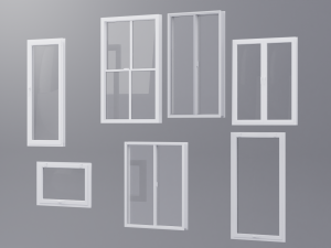 White pvc windows Low-poly 3D-Modell