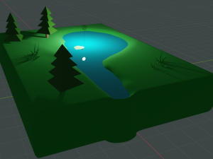 Forest spruces lake water lily 3D Model