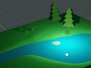 Forest spruces lake water lily Modello 3D