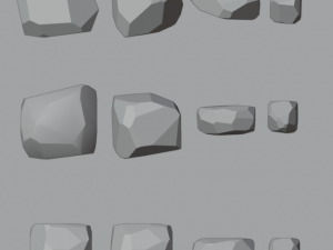 Collection of low poly stones 3D Model