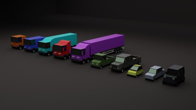 Lowpoly cars 3D 모델 .c4d .max .obj .3ds .fbx .stl .blend 