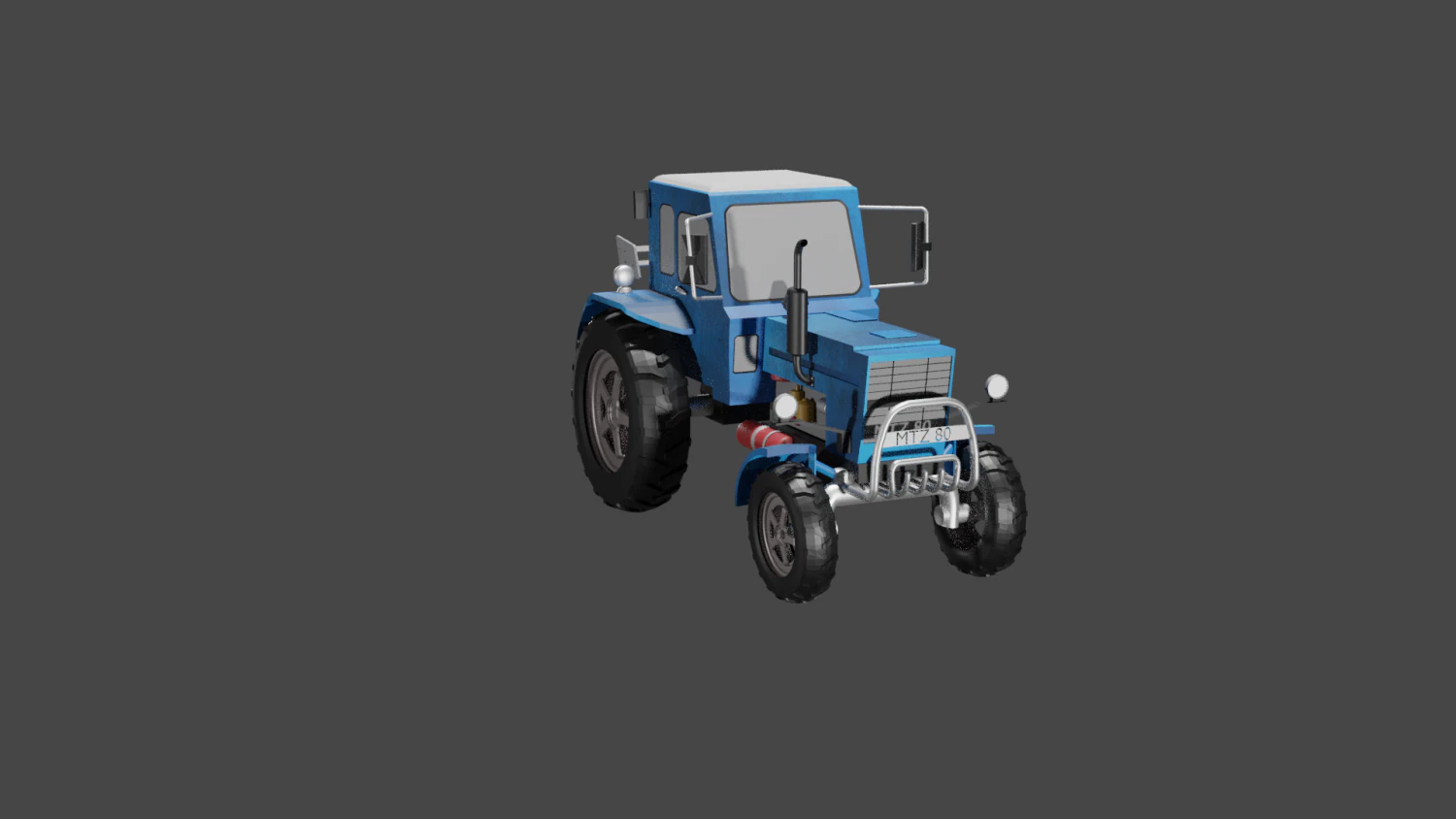 MTZ 80 Tractor 3D Model .c4d .max .obj .3ds .fbx .stl .blend 