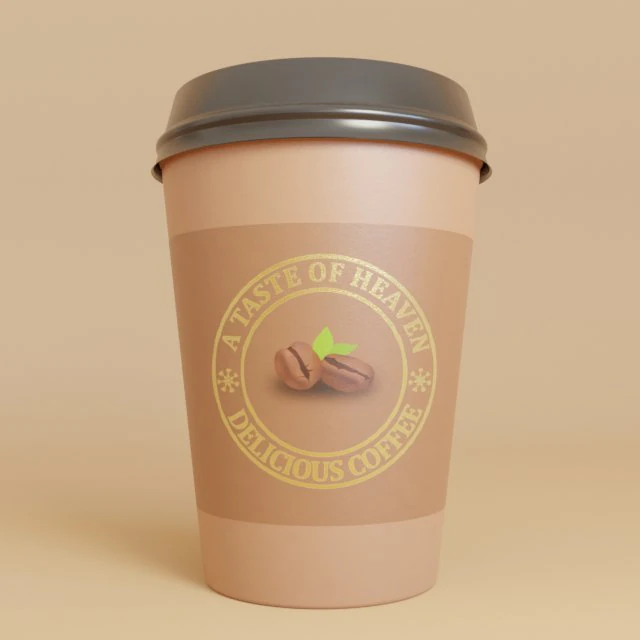 Disposable Coffee Cup PBR 3D Model .c4d .max .obj .3ds .fbx .stl .blend