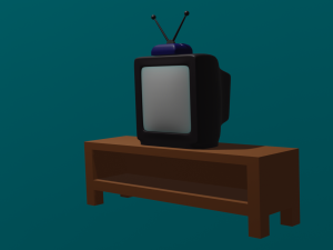 Television and table Modelo 3D