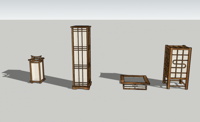 Japanese lamps in pine 3D-Modell .c4d .max .obj .3ds .fbx .stl .blend 