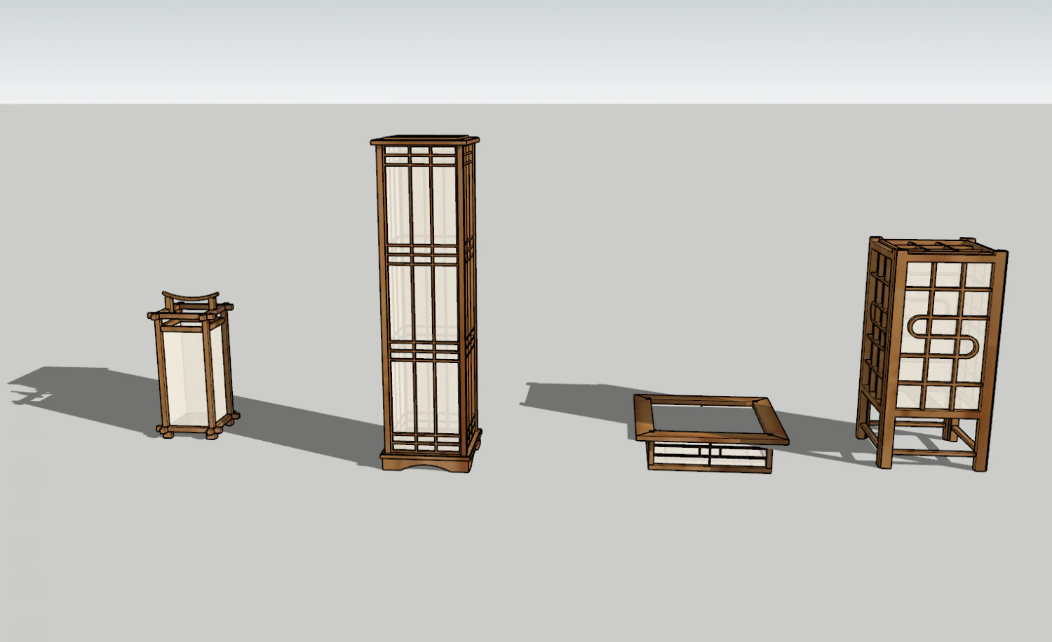 L&aacute;mparas japonesas en pino. Modelo 3D .c4d .max .obj .3ds .fbx .stl .blend 