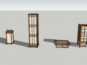 Japanese lamps in pine Modello 3D